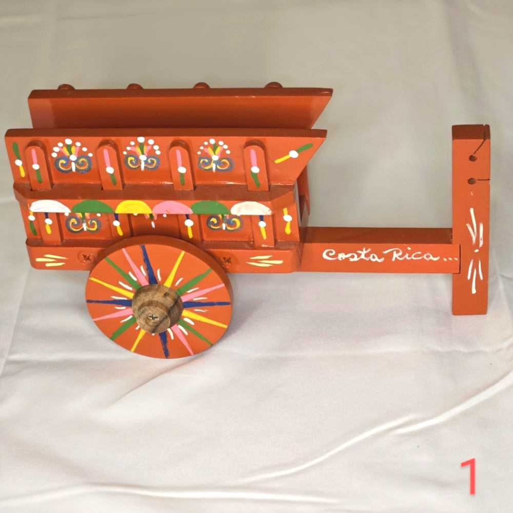 Vintage Souvenier Costa Rica Wagon, Collectible, Hand Painted Festive Colors